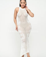 Private Island Knit Maxi Dress (White) - Palazzo Couture Online