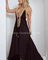 Private Oasis Maxi Dress ( Black) front view showing full-length maxi silhouette
