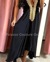 Private Oasis Maxi Dress ( Black) side view highlighting floor-length hemline