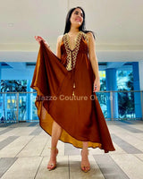 Private Oasis Maxi Dress  (Brown) front view showing full-length maxi silhouette