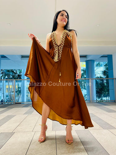 Private Oasis Maxi Dress (Brown) Brown / One size Maxi Dress