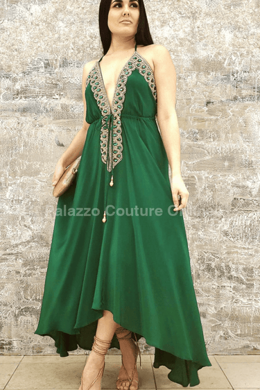 Private Oasis Maxi Dress (Emerald Green) - Palazzo Couture Online