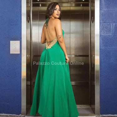 Private Oasis Maxi Dress (Green/Gold) - Palazzo Couture Online