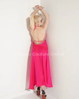 Private Oasis Maxi Dress ( Hot Pink) alternate angle showcasing dress movement and drape
