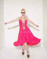 Private Oasis Maxi Dress ( Hot Pink) close up detail of elegant design and fabric