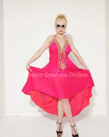 Stunning Hot Pink long dress elegant fit styled for formal occasion