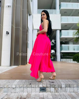 Women's Hot Pink maxi dress from Palazzo Couture designer collection