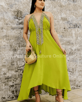 Private Oasis Maxi Dress (Lime) - Palazzo Couture Online