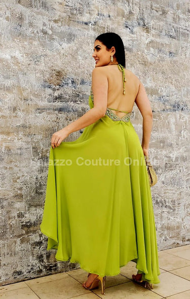 Private Oasis Maxi Dress (Lime) - Palazzo Couture Online