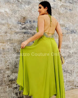 Women's Lime maxi dress elegant style back view