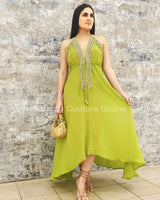 Women's Lime maxi dress from Palazzo Couture designer collection