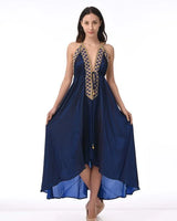 Private Oasis Maxi Dress - Navy front view showing full-length maxi silhouette