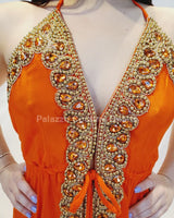 Women's Orange maxi dress elegant style back view