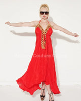 Women's Red maxi dress elegant style back view