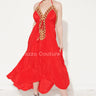 Private Oasis Maxi Dress ( Red) front view showing full-length maxi silhouette