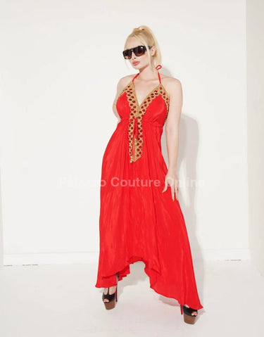 Women's Red maxi dress from Palazzo Couture designer collection