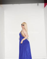 Private Oasis Maxi Dress (Royal Blue) showing sophisticated construction details