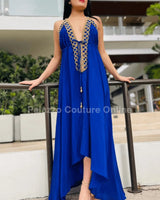 Private Oasis Maxi Dress (Royal Blue) front view showing full-length maxi silhouette