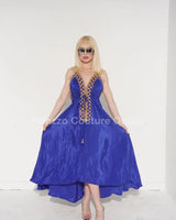 Private Oasis Maxi Dress (Royal Blue) side view highlighting floor-length hemline