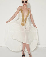 Private Oasis Maxi Dress ( White) front view showing full-length maxi silhouette
