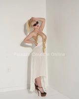 Private Oasis Maxi Dress ( White) side view highlighting floor-length hemline