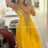 Private Oasis Maxi Dress (yellow) front view showing full-length maxi silhouette