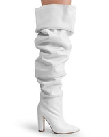 Pu Leather Nordic31 Over The Knee Boots(White) - Palazzo Couture Online