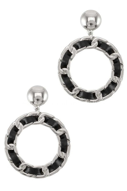 Pu Tiered Circle Dangling Stud Earring One Size / Silver Earrings