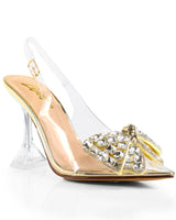 Quartz Bella Slingback Heels - Gold - Palazzo Couture Online