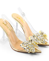 Quartz Bella Slingback Heels - Gold - Palazzo Couture Online