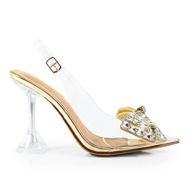 Quartz Bella Slingback Heels -Gold - bold fashion heels for women