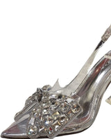 Quartz Bella Slingback Heels - Silver - Palazzo Couture Online