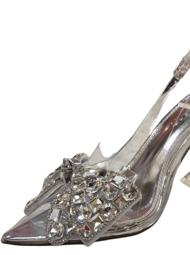 Quartz Bella Slingback Heels - Silver - Palazzo Couture Online