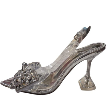 Quartz Bella Slingback Heels - Silver - Palazzo Couture Online