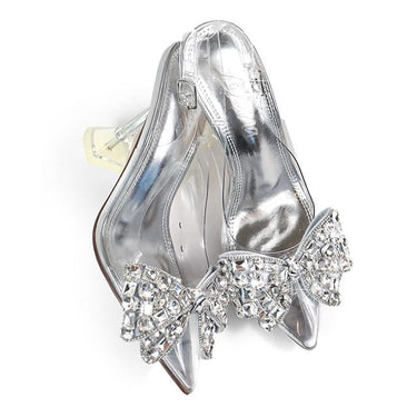 Quartz Bella Slingback Heels - Silver - Palazzo Couture Online