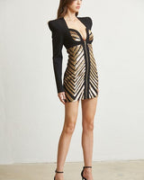 Queen Ann Sequin Mini Dress (Black) - Palazzo Couture Online