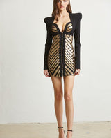 Queen Ann Sequin Mini Dress (Black) - Palazzo Couture Online