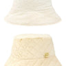 Quilted Velvet and Fur Reversible GO Bucket Hat (Ivory, Beige) - front view