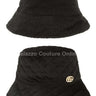 Quilted Velvet and Fur Reversible GO Bucket Hat (Black) - front view