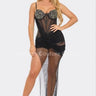 Rachel Mesh Diamonds Maxi Dress ( Black) front view showing full-length maxi silhouette