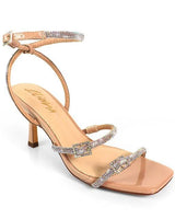 Radiance Julieta Rhinestone Buckle Heels  - (Nude) - trendy women's footwear