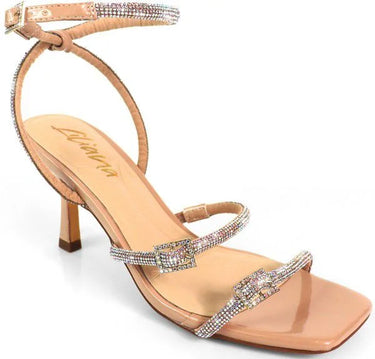 Radiance Julieta Rhinestone Buckle Heels  - (Nude) - chic shoes by Palazzo Couture