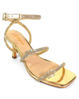 Radiance Rhinestone Buckle Heels (Gold) - Palazzo Couture Online