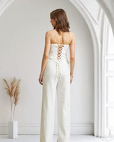 Radiance Sequin Lace Corset Pant Set - white - Palazzo Couture Online