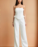 Radiance Sequin Lace Corset Pant Set - white - Palazzo Couture Online