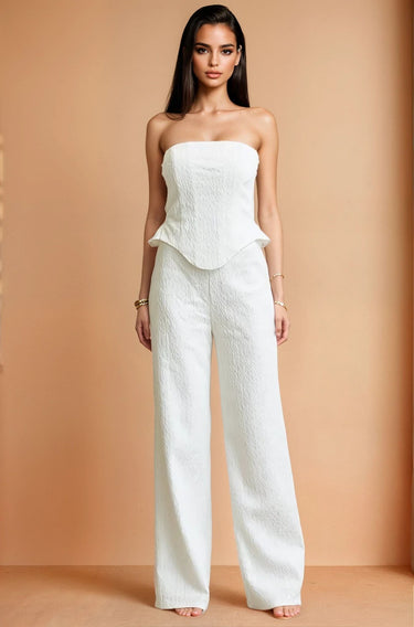 Radiance Sequin Lace Corset Pant Set - white - Palazzo Couture Online