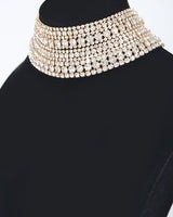 Radiant Allure Multi - Layer Rhinestone Choker - Gold - Palazzo Couture Online