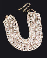 Radiant Allure Multi - Layer Rhinestone Choker - Gold - Palazzo Couture Online