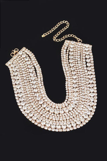 Radiant Allure Multi - Layer Rhinestone Choker - Gold - Palazzo Couture Online
