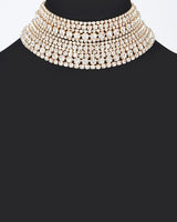 Radiant Allure Multi - Layer Rhinestone Choker - Gold - Palazzo Couture Online